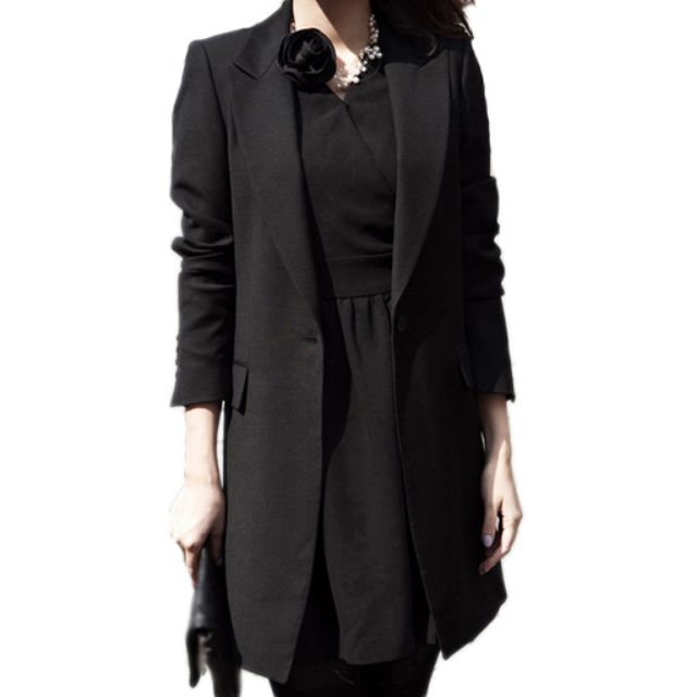 Long black suit jacket womens best sale