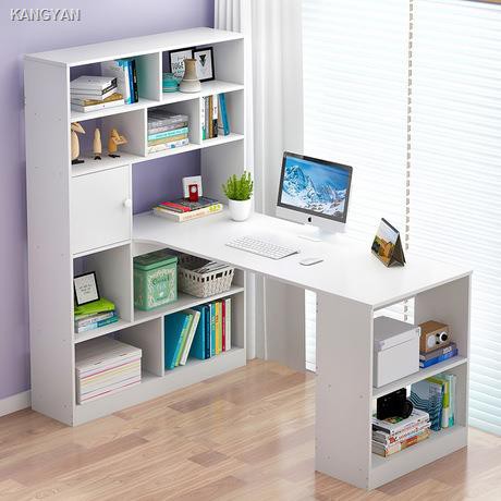 Computer desktop table home bookcase desk one bookshelf combination ...