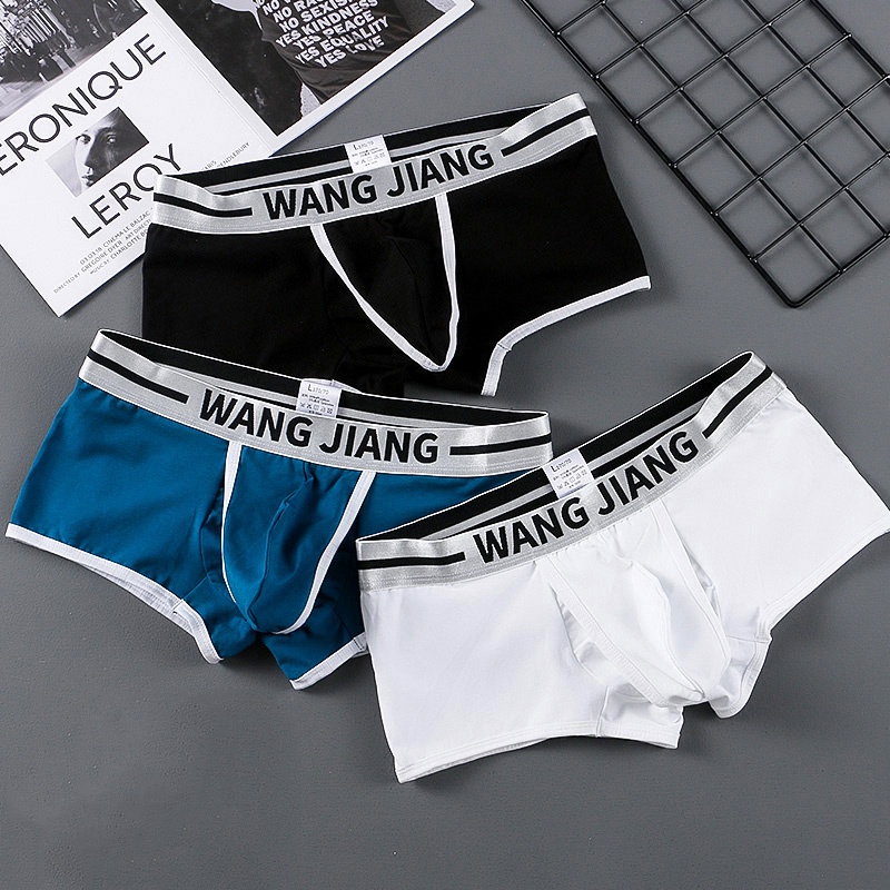 Men's Underwear Low waist Boxers Cotton Separate Open Breathable Men's ...