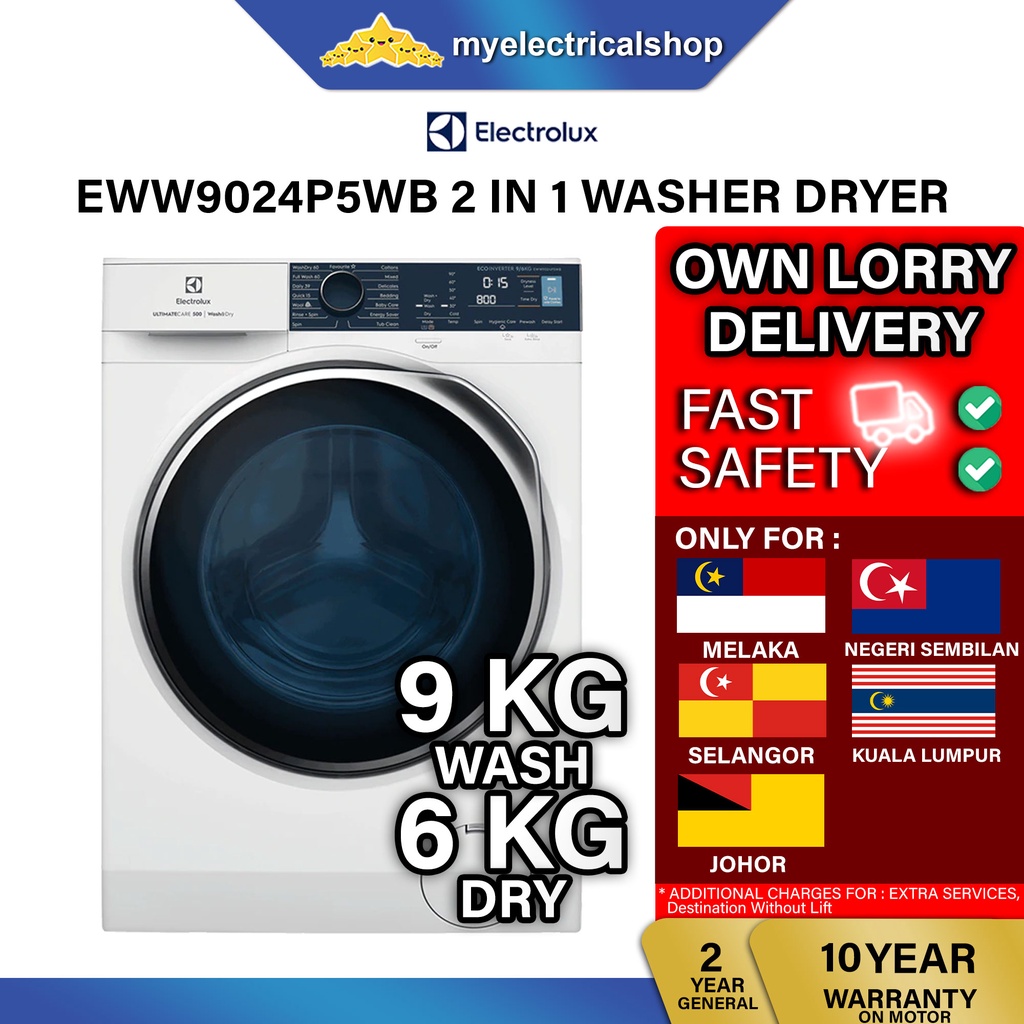 Electrolux EWW9024P5WB Washer Dryer Front Load Washing Machine + Dryer ...