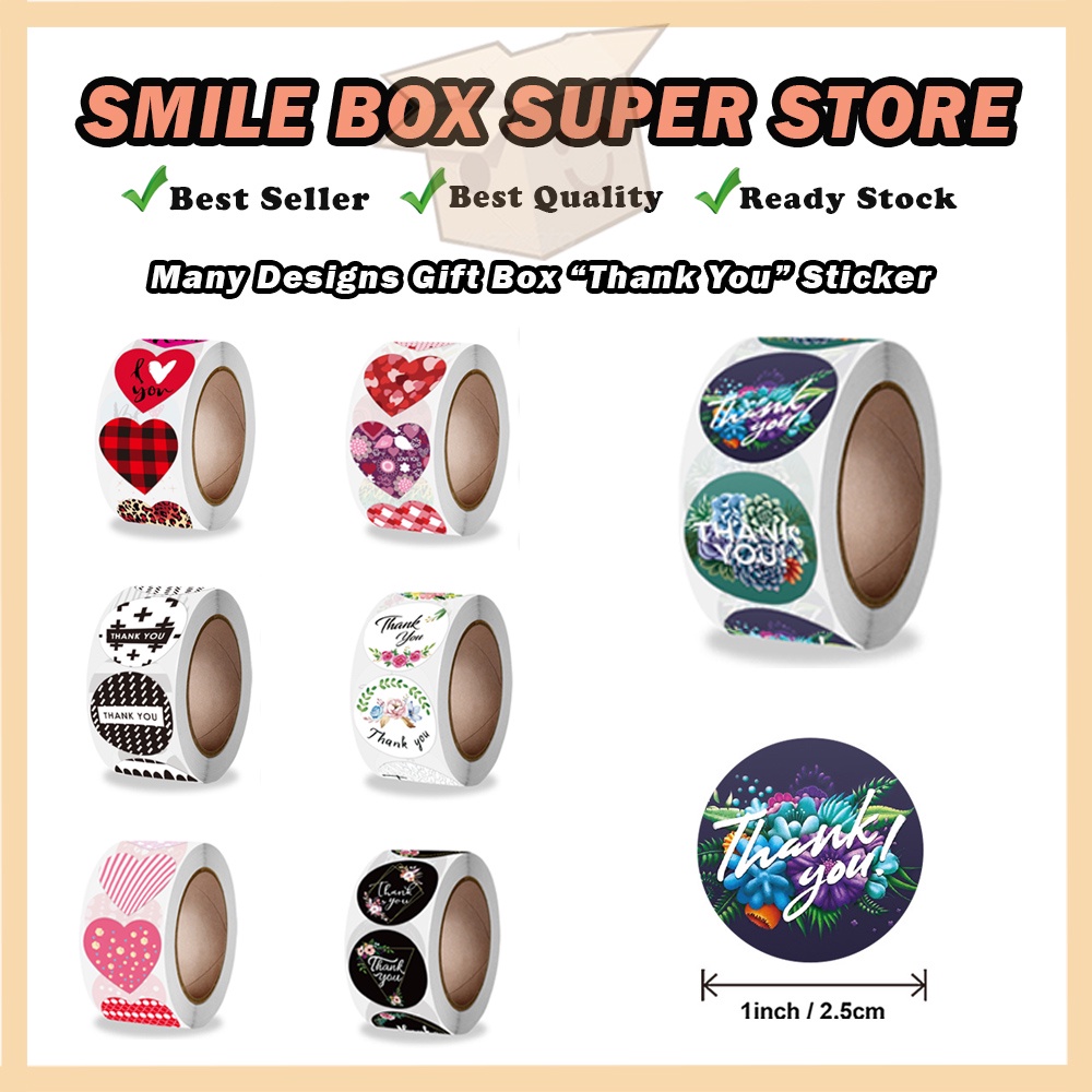 500pcs Thank You Sticker Seal Label Sticker Terima Kasih Gift Box ...