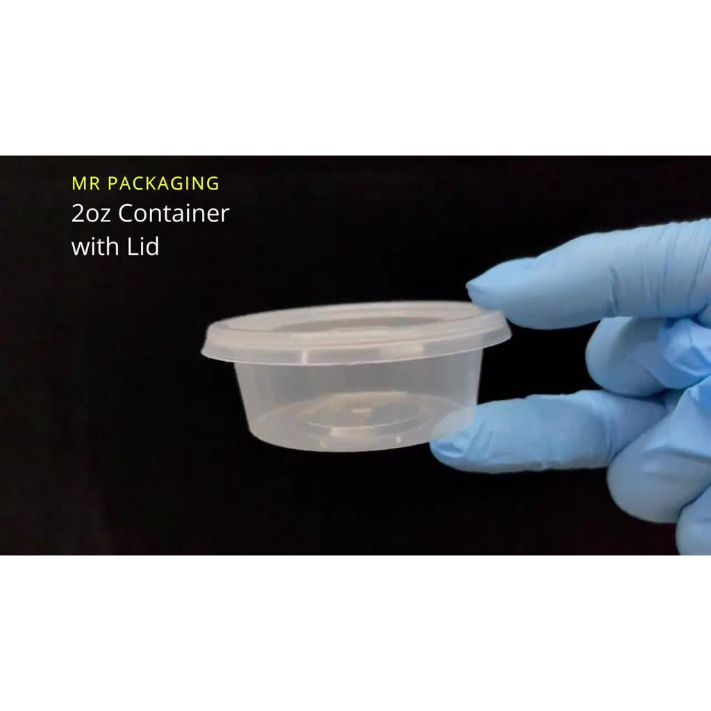 2oz Round Container With Lid ( 100sets± ) 2 oz Disposable Plastic Sause ...