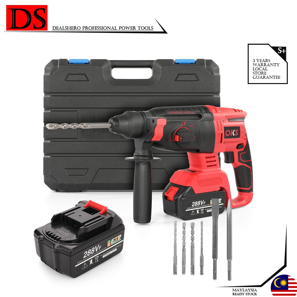 OKS Electric Hammer 3 Function Cordless Chisels Rotary Impact Drill