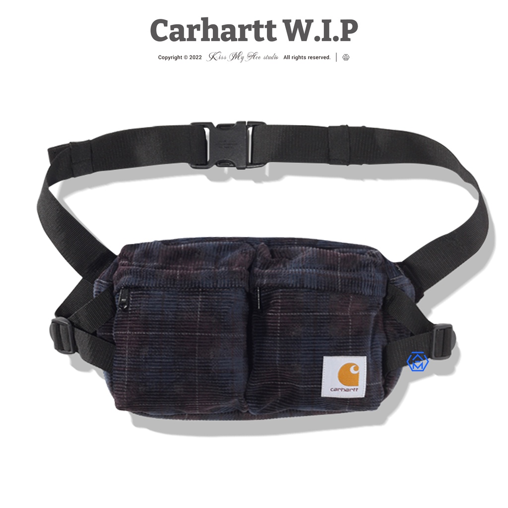Carhartt WIP flint corduroy hip bag in blue check