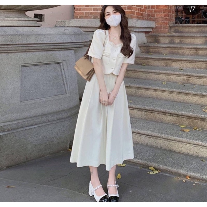 Square Neck Dress Set (With Real Picture) | Shopee Malaysia