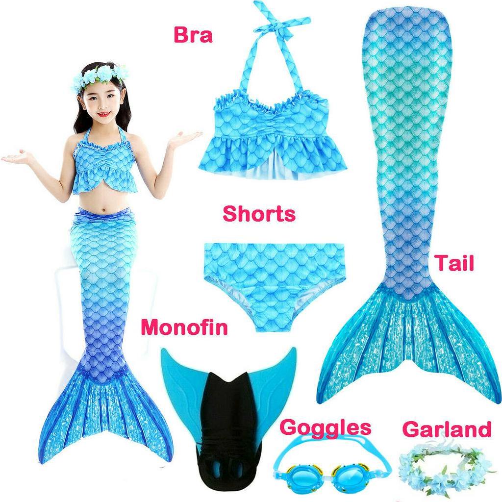 Coda Da Sirena Monopinna Per Bambina - Costume Da Bagno Per Gioco E Cosplay