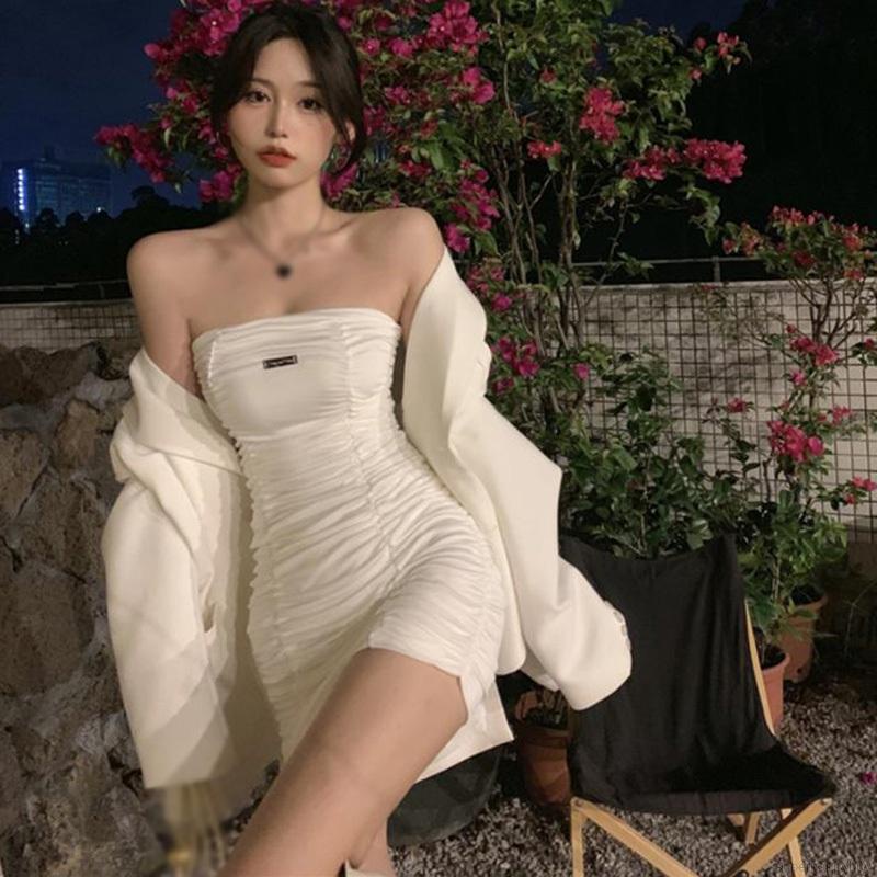 Getadme-Tossy Lace Scarf Pleated Slit Dress For Women solid Bandage Sleevesless Hollow Out Lady Beach Vacation Dress Elegant Fashion New