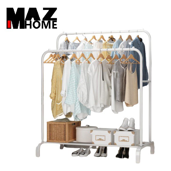 【Maz HOME】Single / Double Pole Strong Steel Stand Cloth Hanger Clothes ...