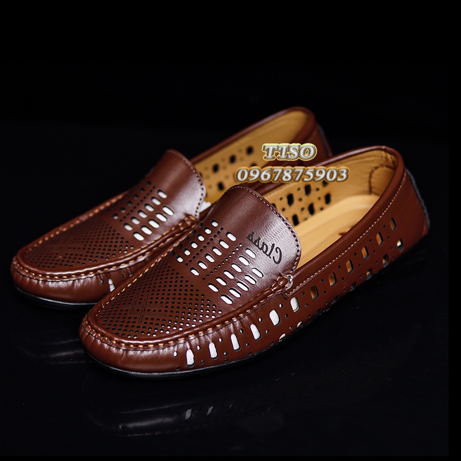 Lasercut Leather Men'S SlipOns Shoes Create Cool Ventilation Holes
