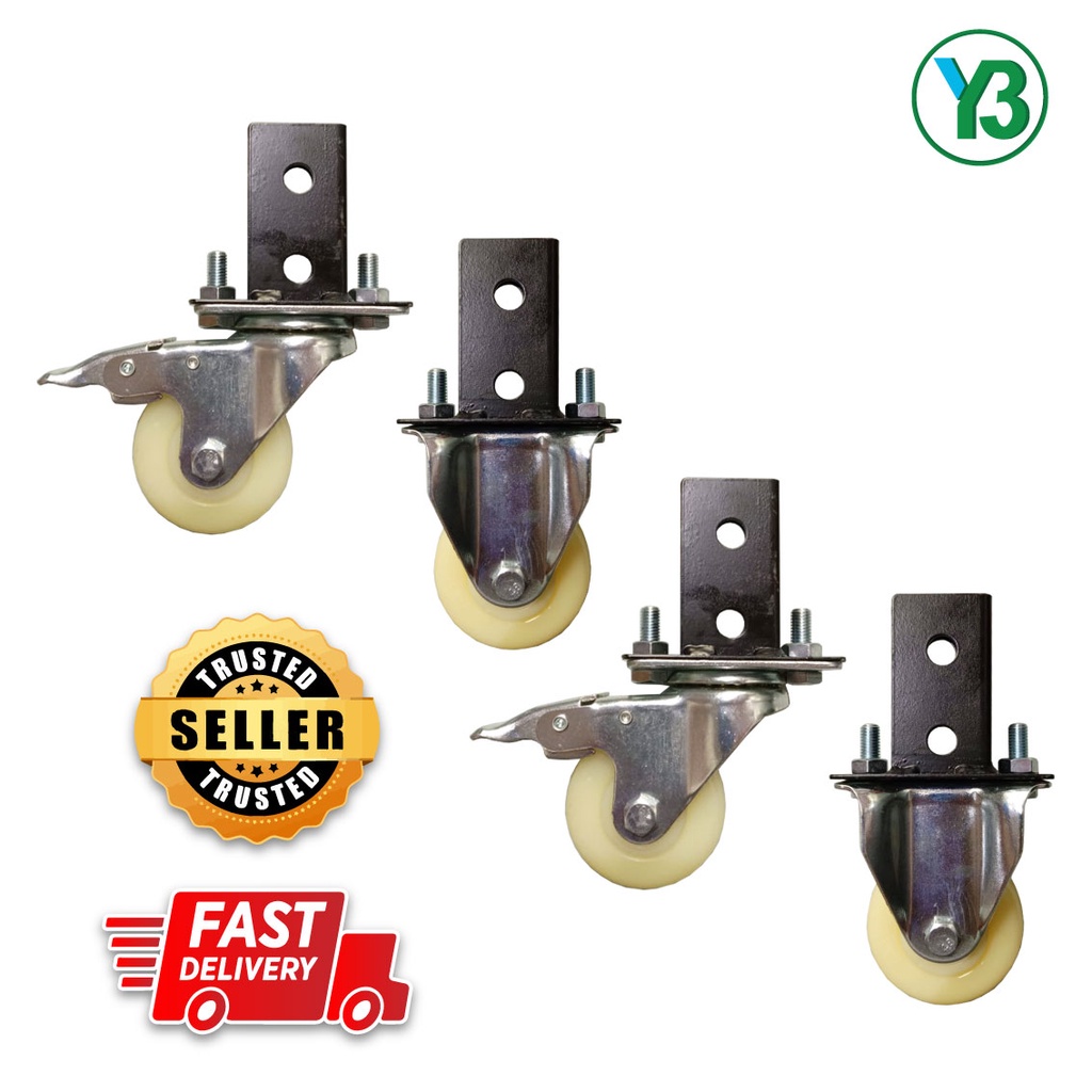 Boltless Roller with Base-4pcs(2S/2P) Heavy Duty / Roda rak Hitam ...