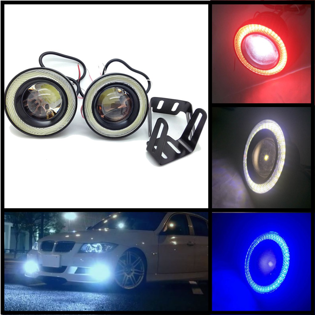 Car Angel Eyes halo Ring COB Projector Fog Lamp Car Led Sportlight