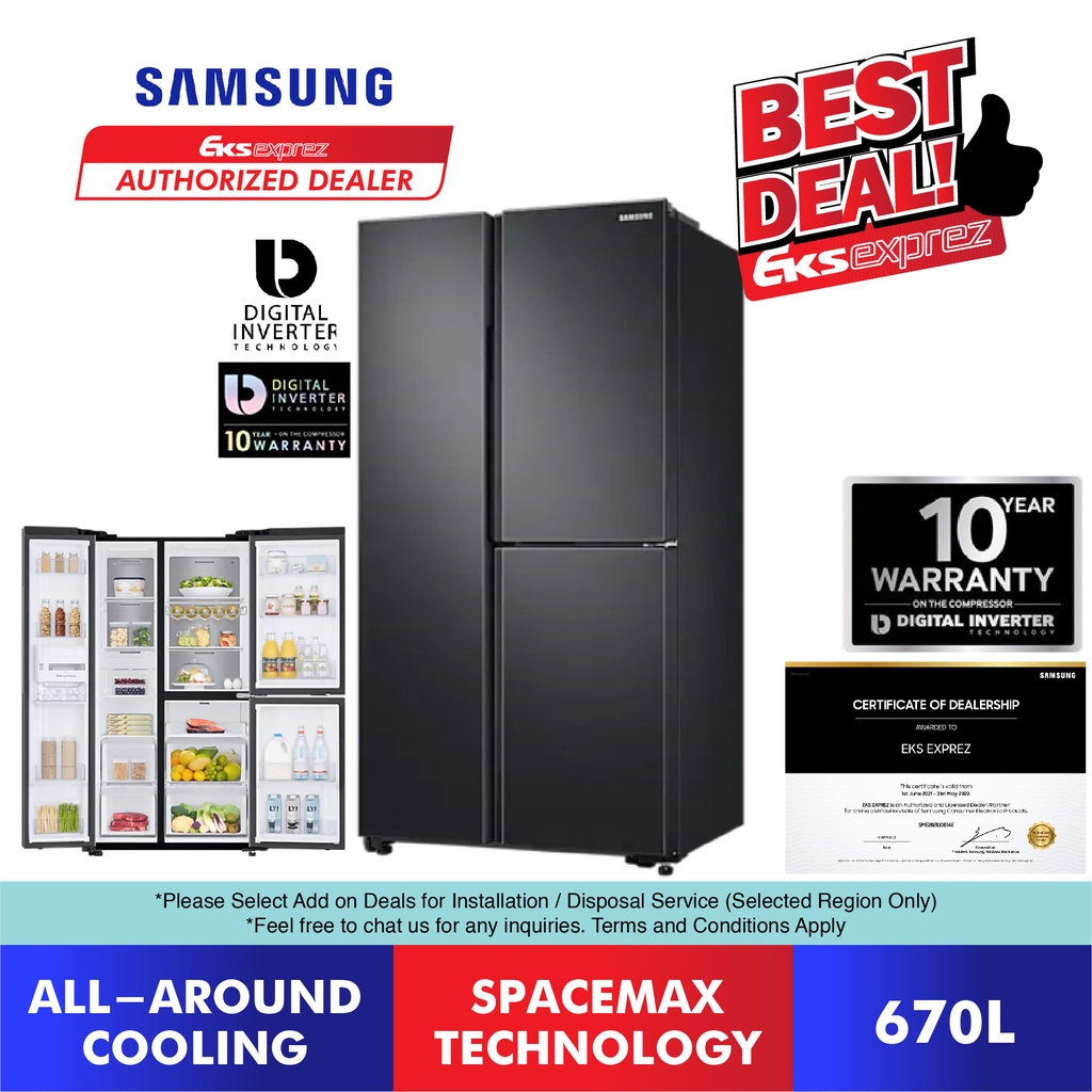 Samsung Side by Side Inverter Fridge (670L) RS63R5591B4/ME with Flexzone Refrigerator / Peti