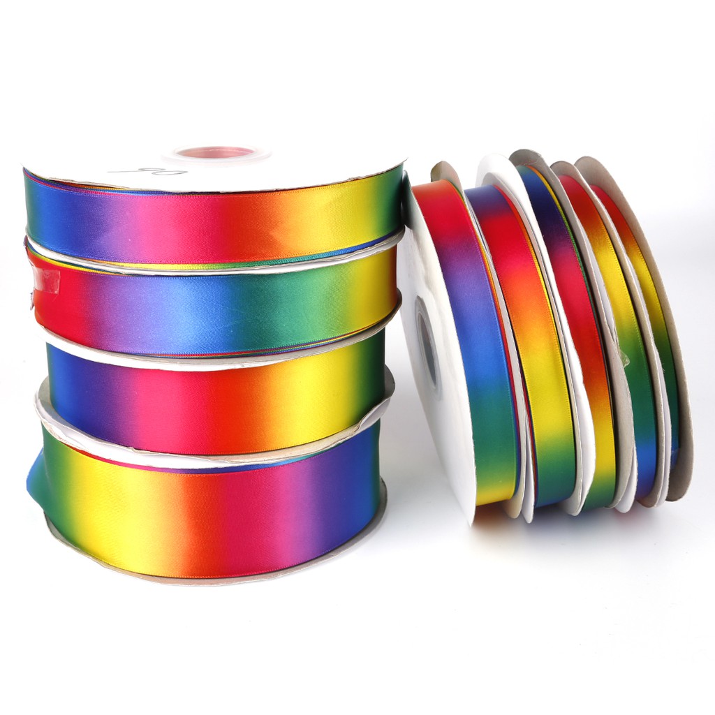 5Yards Satin Double-sided Rainbow ribbons Gift Wrapping DIY handmade ...