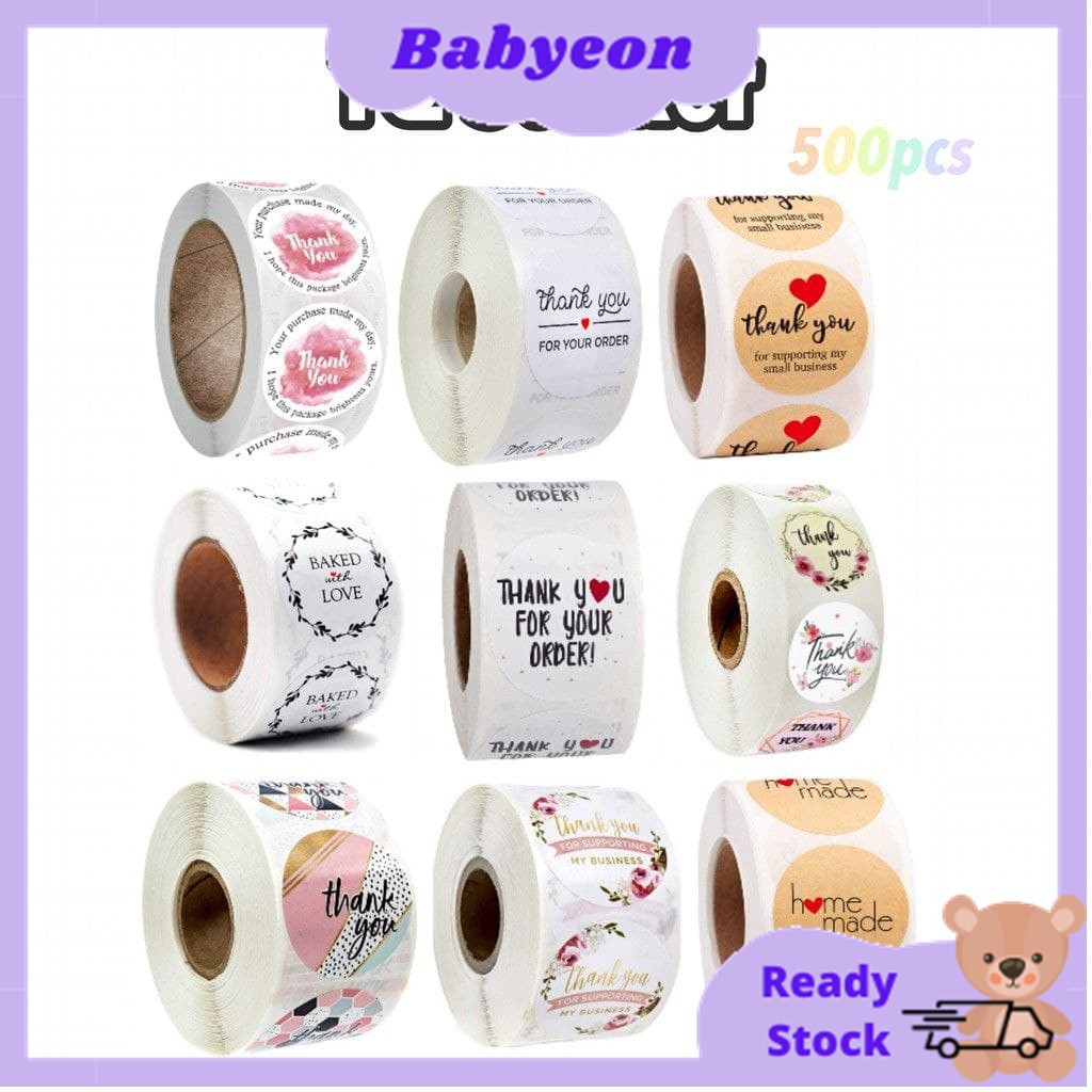 500pcs/roll Thank You Sticker Seal Label Scrapbook Round Circle ...