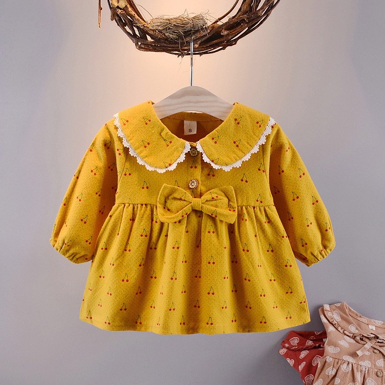 Korean Fashion Style Design Girl Perempuan Budak Dress Skirt Gaun Kids  Children Baby Cotton Lace Cherry Ribbon Long | Shopee Malaysia