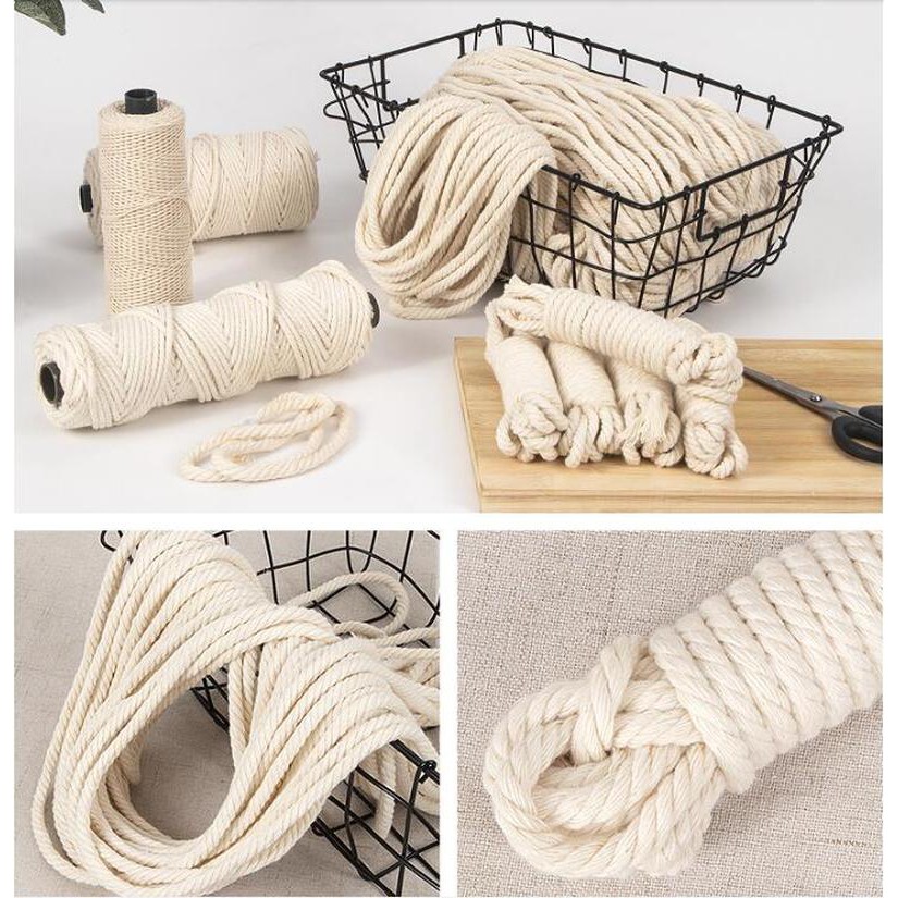 🔥【Ready stock】🔥 3mm 4mm 5mm 6mm Macrame Rope Twisted String Cotton Cord ...