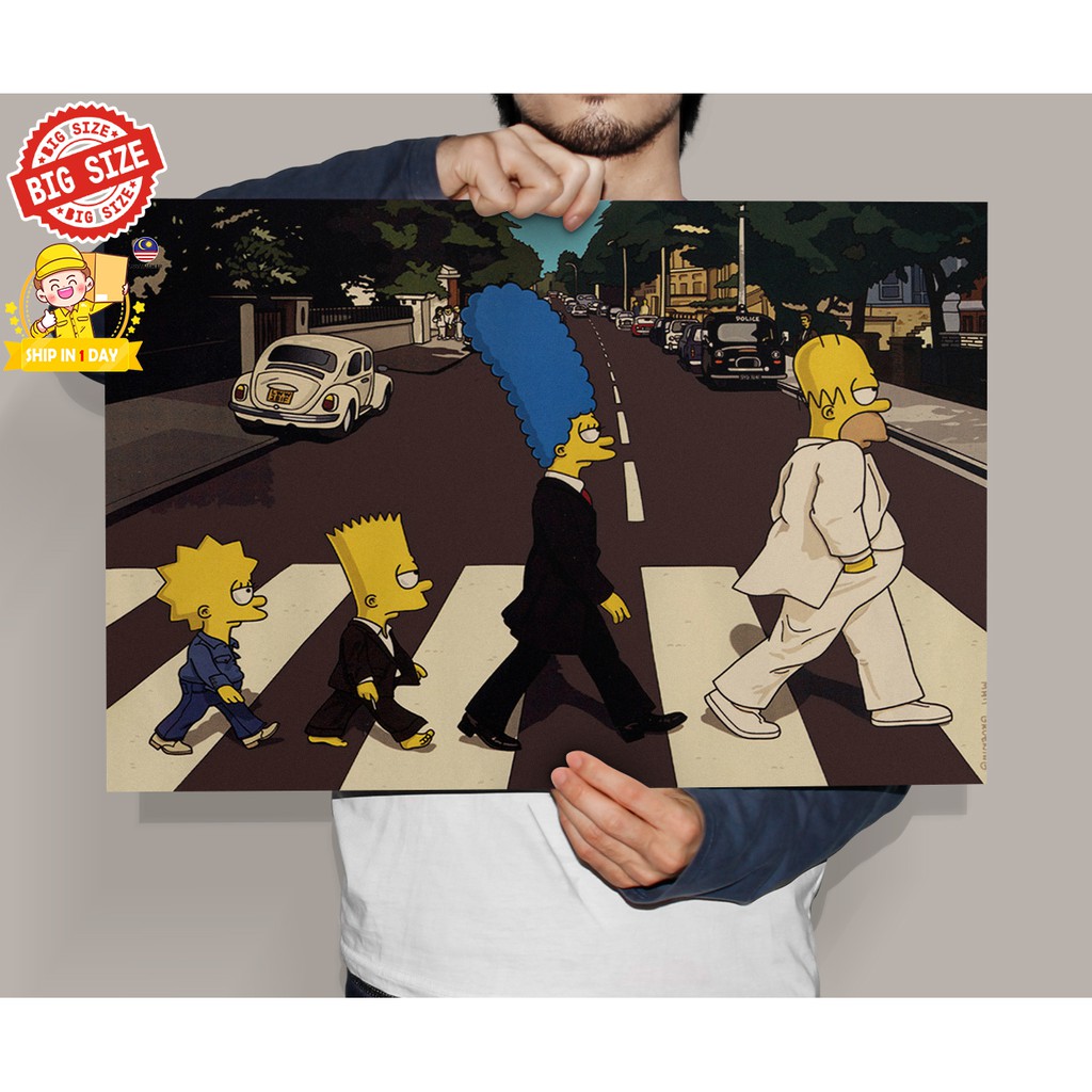 The Simpsons Abbey Road Retro Vintage Poster Kraft Paper Painting Wall ...