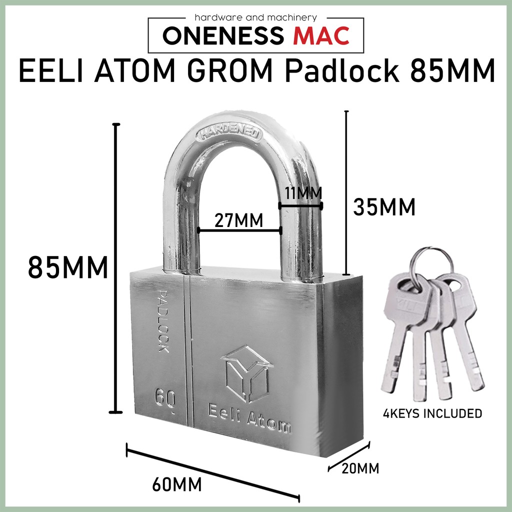 EELI ATOM Brass Padlock Short Beam 60MM | Shopee Malaysia