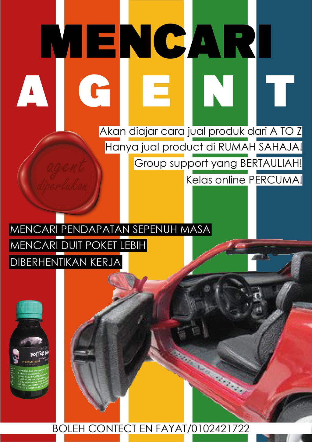 CAT DALAMAN DOCTOR COLOR KERETA DOORTRIM , PILLAR & DASHBOARD BLACK