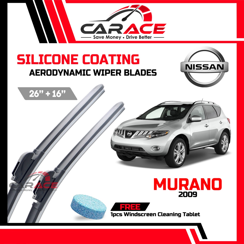 Nissan Murano 2009 CARACE Aerodynamic SILICONE Wiper Blades 26"+16