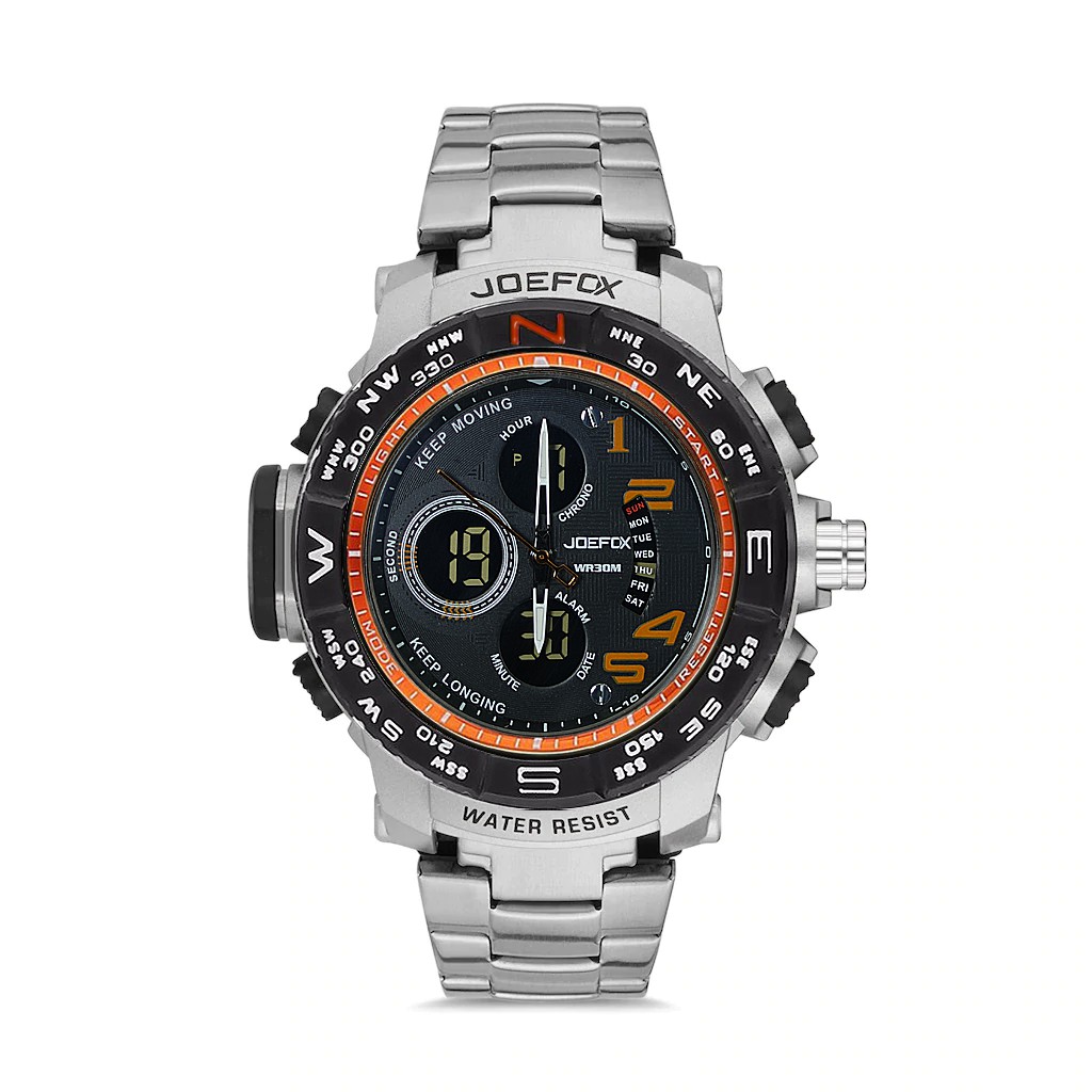 100 ORIGINAL Joefox 1711G Stainless Steel Fashion Watch for mens Mens Watch Jam Tangan Lelaki Dual Display Shopee Malaysia