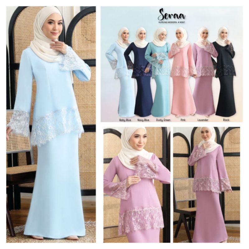 Seraa Kurung Moden 9097# Baju Kurung Lace! Kurung Pahang! Kurung Murah ...
