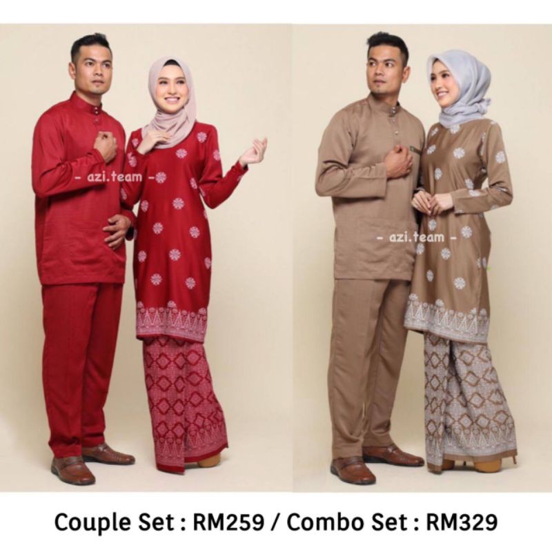 Sedondon Couple Raya 2021 Kurung Moden Songket Printed Baju Melayu