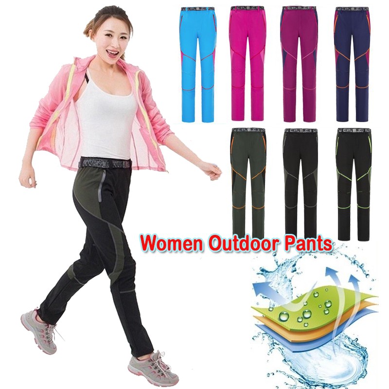(Thin Fabric)Women Hiking Waterproof Pants Outdoor Camping Breathable