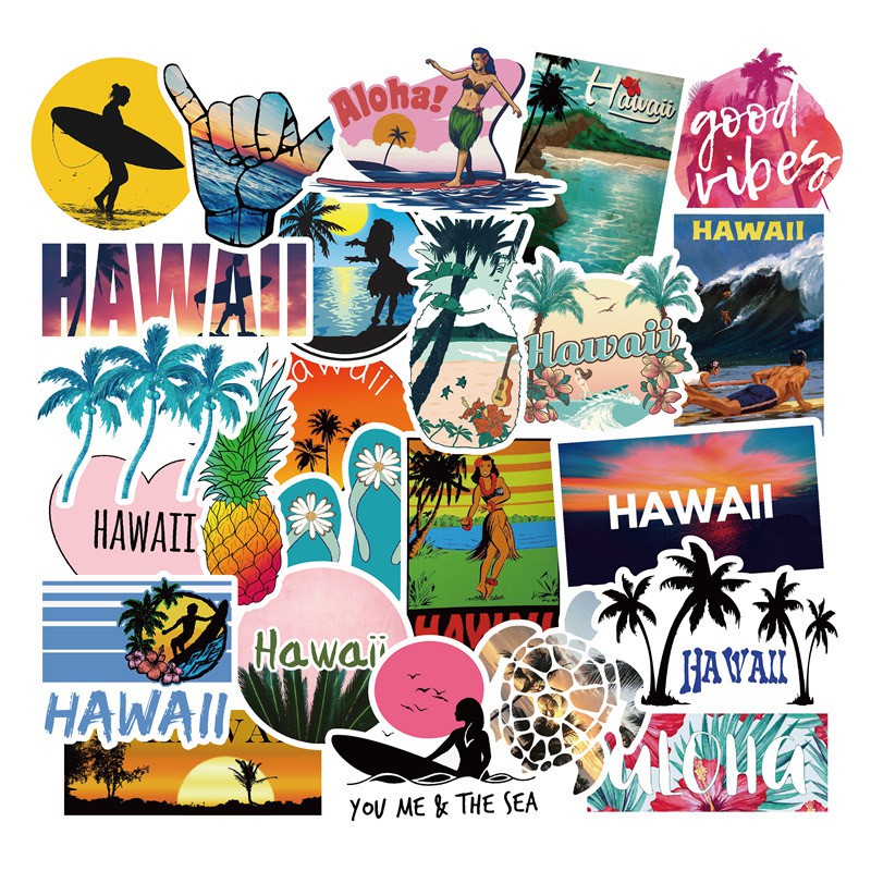 50pcs HAWAII TRAVEL Vinyl Decal graffiti STICKERS bomb for laptop ...