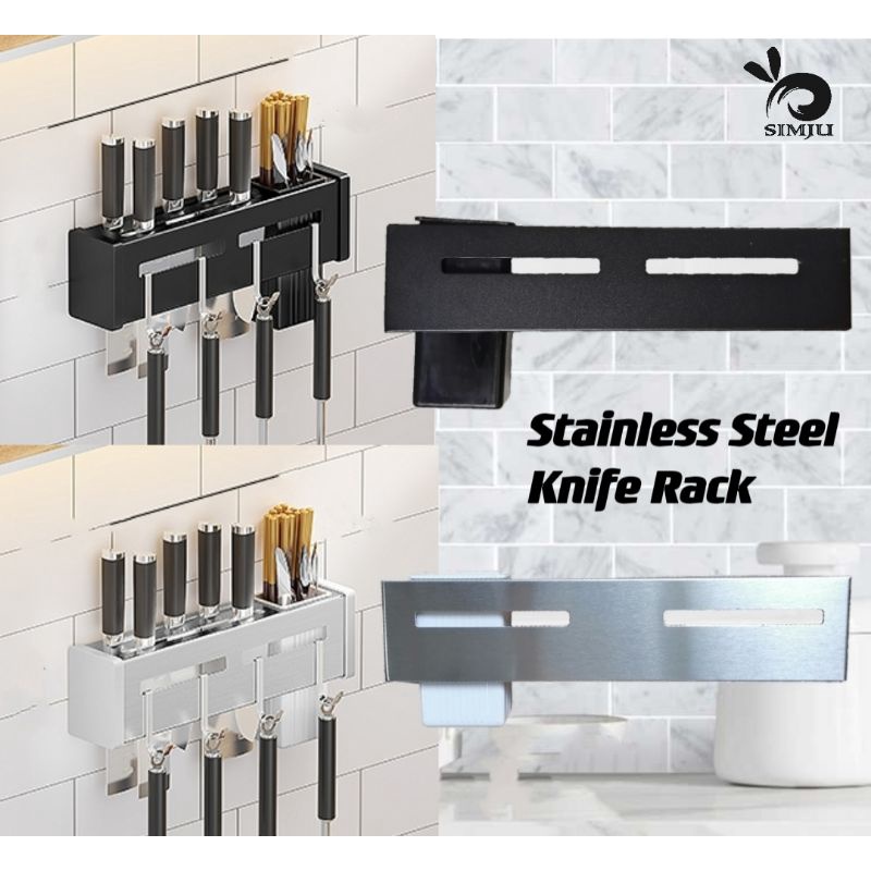 Stainless Steel Knife Holder Knife Storage Rack Wall Mounted | Shopee ...