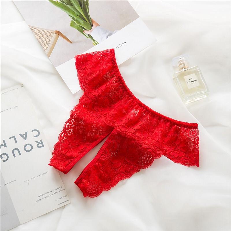 Plus Size Sexy Lace Underwear Woman G string Open Crotch Transparent ...