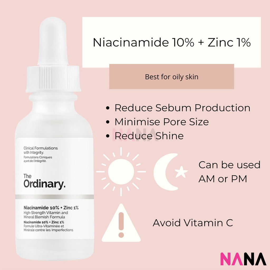 The Ordinary Niacinamide 10% + Zinc 1% Vitamin And Mineral Blemish ...