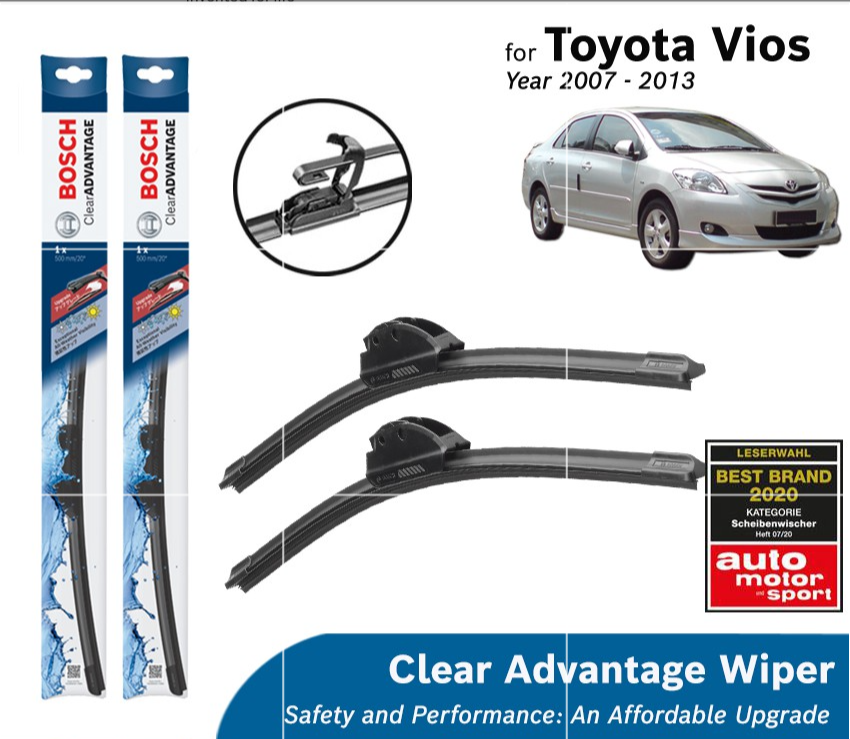 Bosch Clear Advantage U Hook Wiper Set for Toyota Vios NCP93 (BCA24