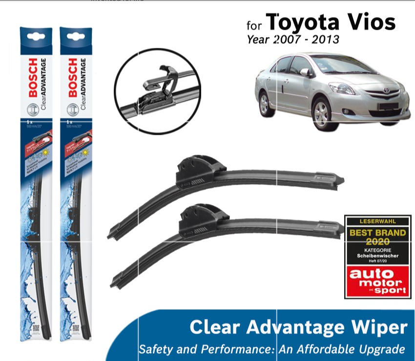 Bosch Clear Advantage U Hook Wiper Set for Toyota Vios NCP93 (BCA24 ...