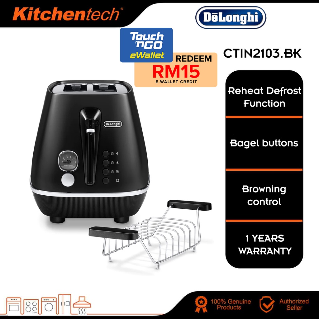 Delonghi CTIN2103 Distinta Moments 2 Slice Toaster CTIN2103.BK Black