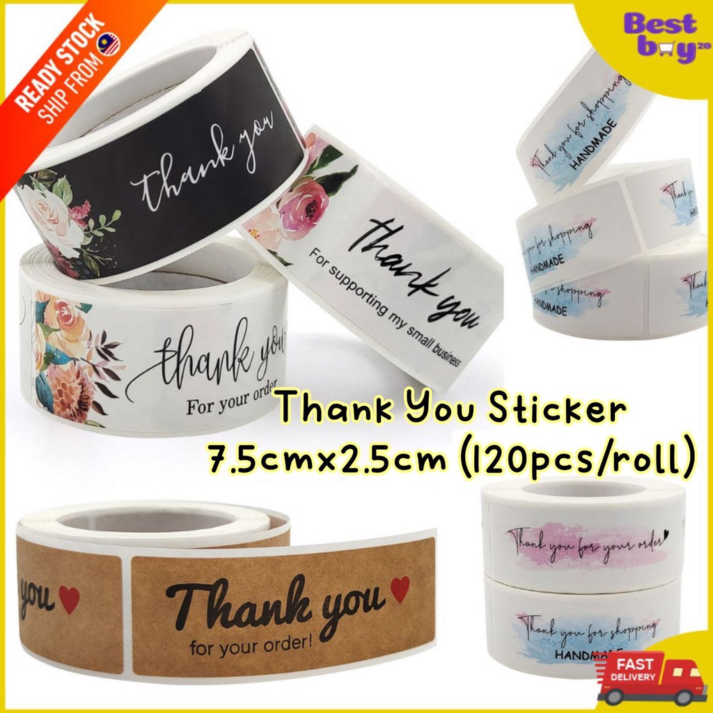 7.5cm 120pcs Appreciation Thank You Sticker Label TQ Sticker Pelekat ...
