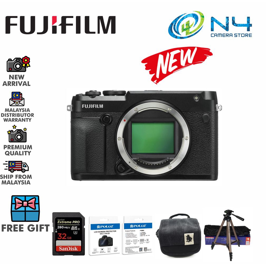 FUJIFILM GFX 50R Medium Format Mirrorless Camera Body+32GB Memory Card ...