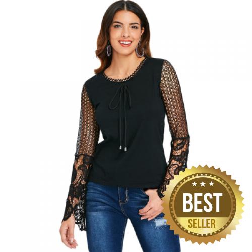 Drawstring Lace Long Sleeve Top (BLACK) | Shopee Malaysia