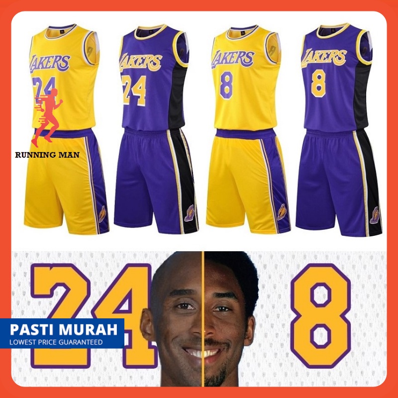 Readystock Lakers Bryant 24 basketball jersey top shorts set black