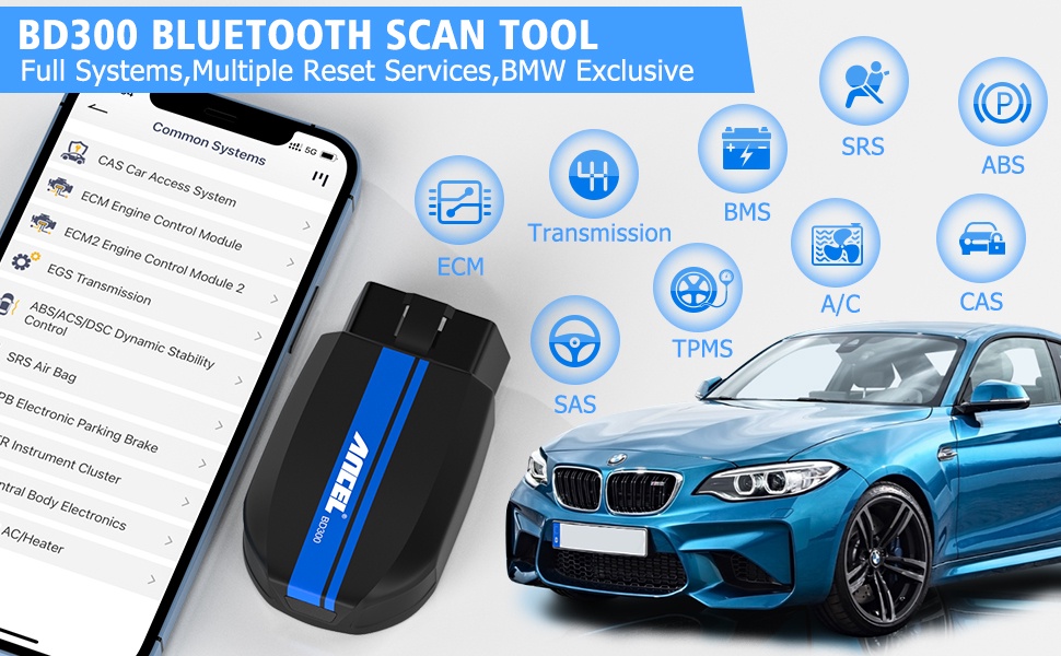 ANCEL BD300 OBD2 Scanner Bluetooth OBD 2 Code Reader ABS SRS DPF TPMS ...