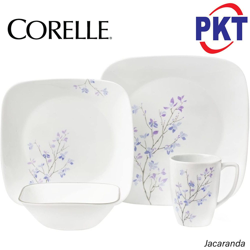 Corelle 16pc 24pc Square Dinnerware Set Jacaranda Shopee Malaysia