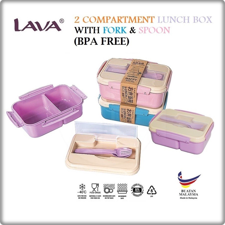 LAVA 2 Compartment Lunch Box With Spoon & Fork