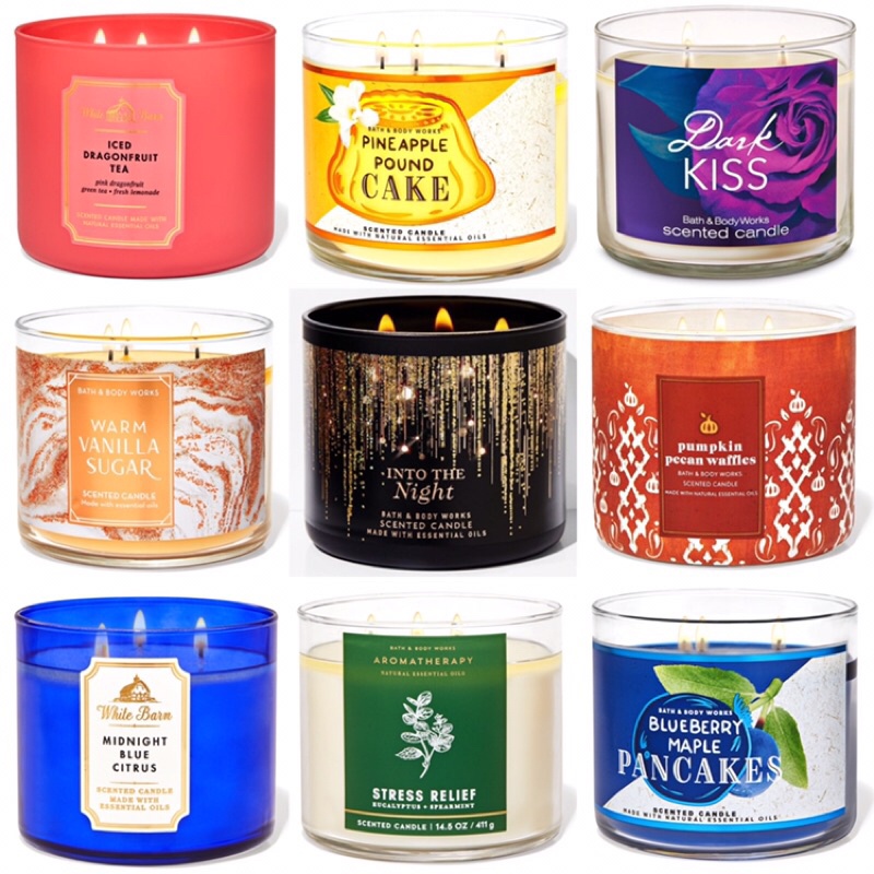 BBW 3 WICK Candle WINTER CANDY APPLE Pure Wonder Marshmallow Pineapple ...