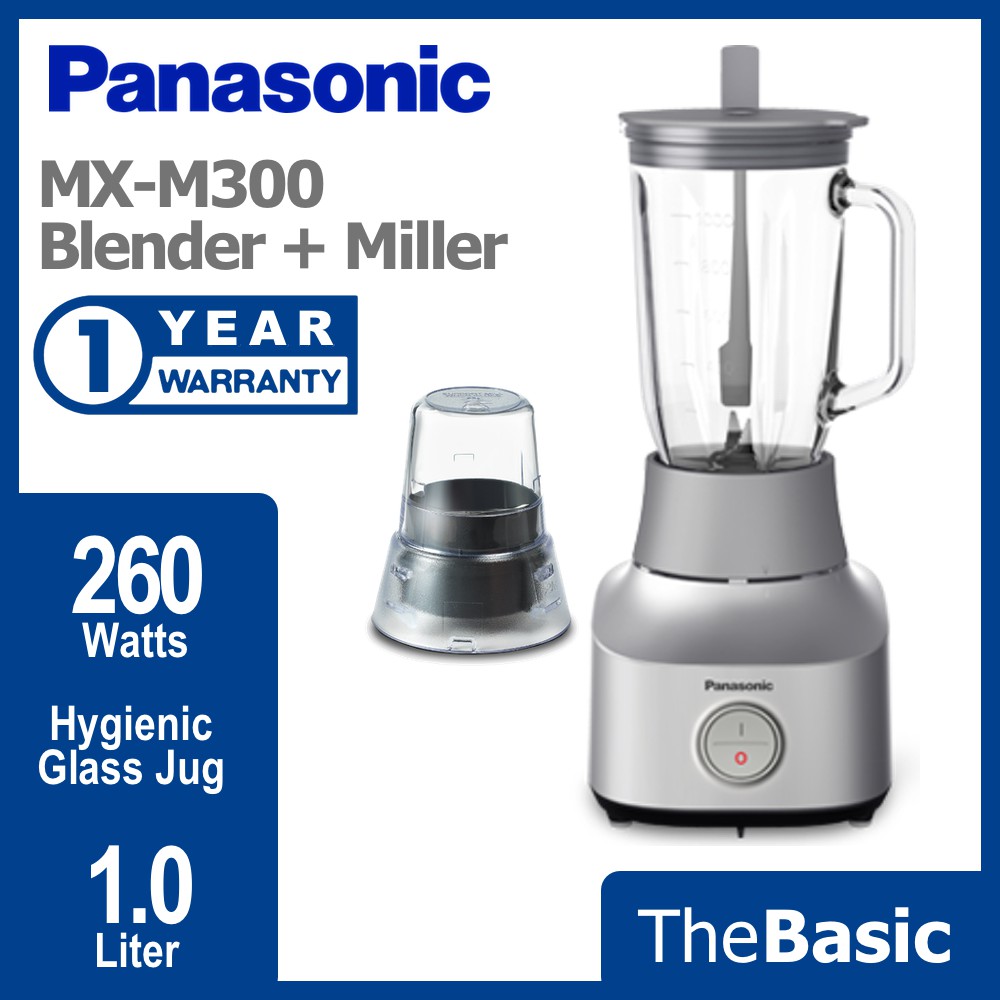 PANASONIC 1.0L Durable & Hygienic Glass Jug Blender with Dry Mill