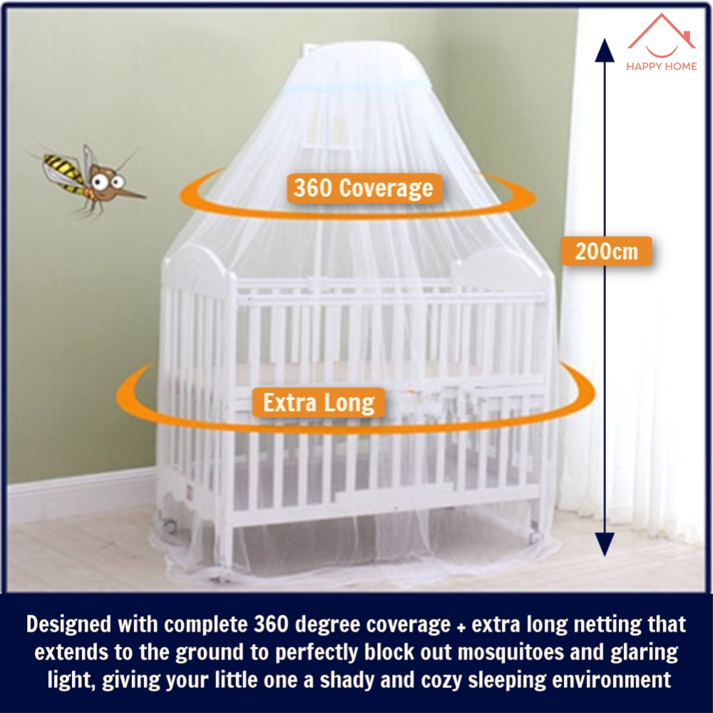 Full White Premium Mosquito Net Baby Cot Metal Clamp Frame Insect Cover ...