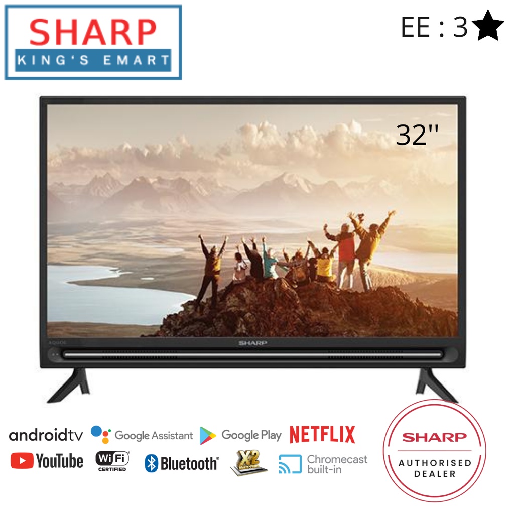 Sharp AQUOS 32 Inch HD Ready Android TV with Mic R/C 2TC32BG1X HMDI X 3