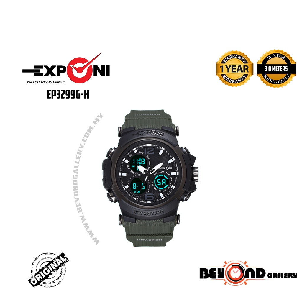 Original EXPONI EP3299G MEN Sport Digital Watch Duo Time 30M Waterproof Shockproof LED Light Wrist Shopee Malaysia