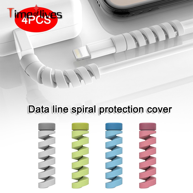 4Pcs Cable Winder Biter Protector Saver Cover USB Charger Cables Holder