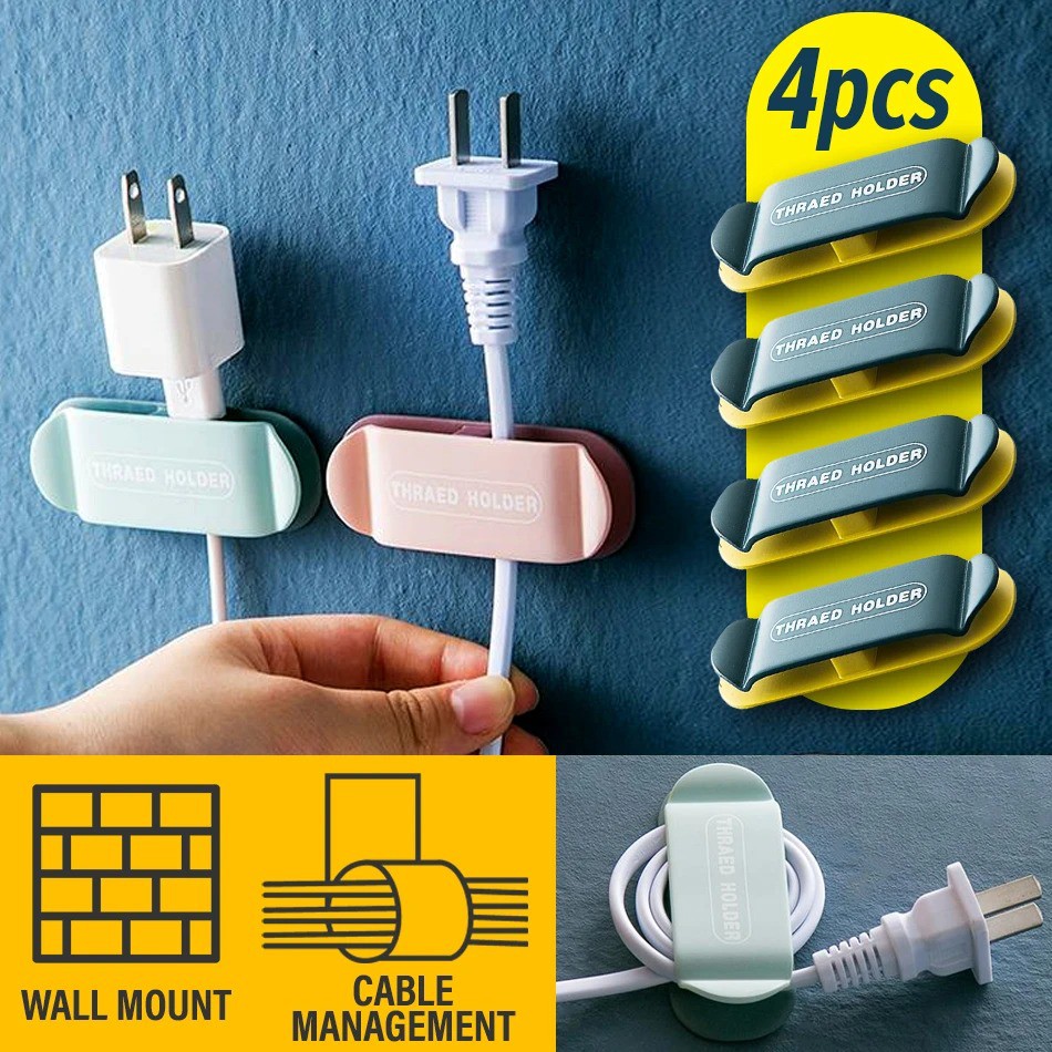 Zenithglobal [ 4pcs ] Wall Mounted Multifunction Cable Wire & Plug