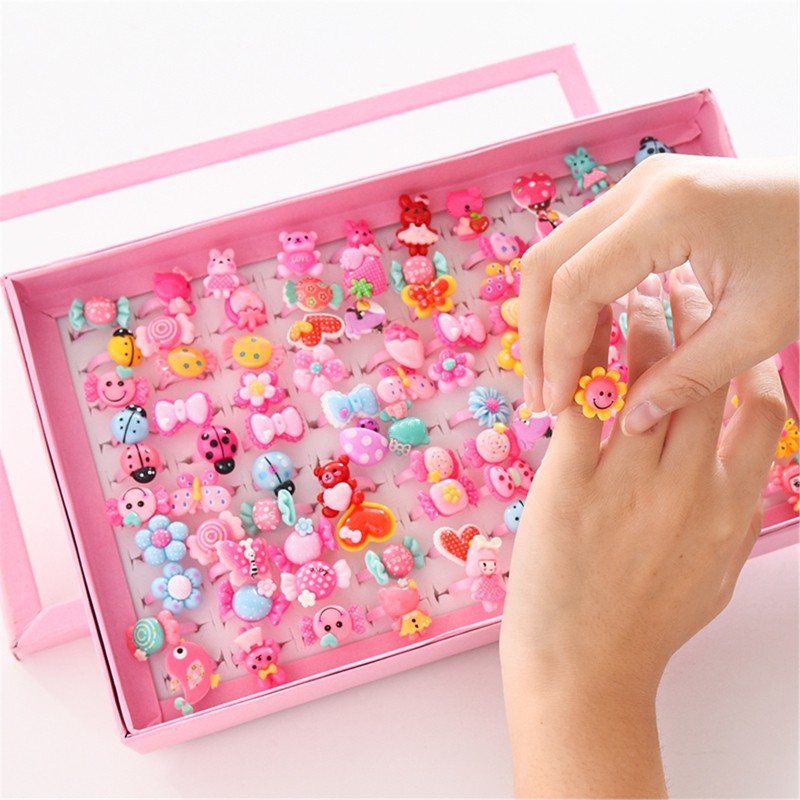 Stationery 10pcs/lot Children's Cartoon Rings Candy Flower Animal Bow ...